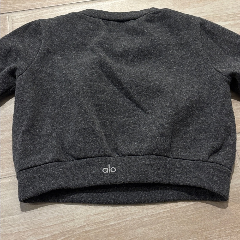 ALO Yoga Black Cropped Sweatshirt - Picture 2 of 3